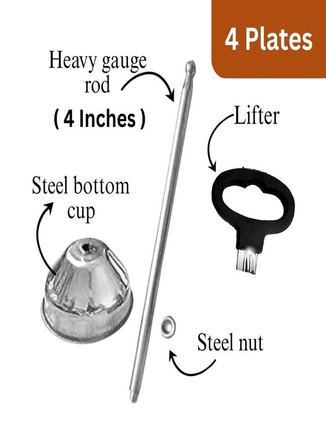 AadiVeer Stainless Steel Idli Cooker Stand For 4 Plates | Idli Maker | Idli Plates Spare Parts With Rod, Lifter & Cup (4 Inches), Fits Upto 4 Idli Plates - Image 2